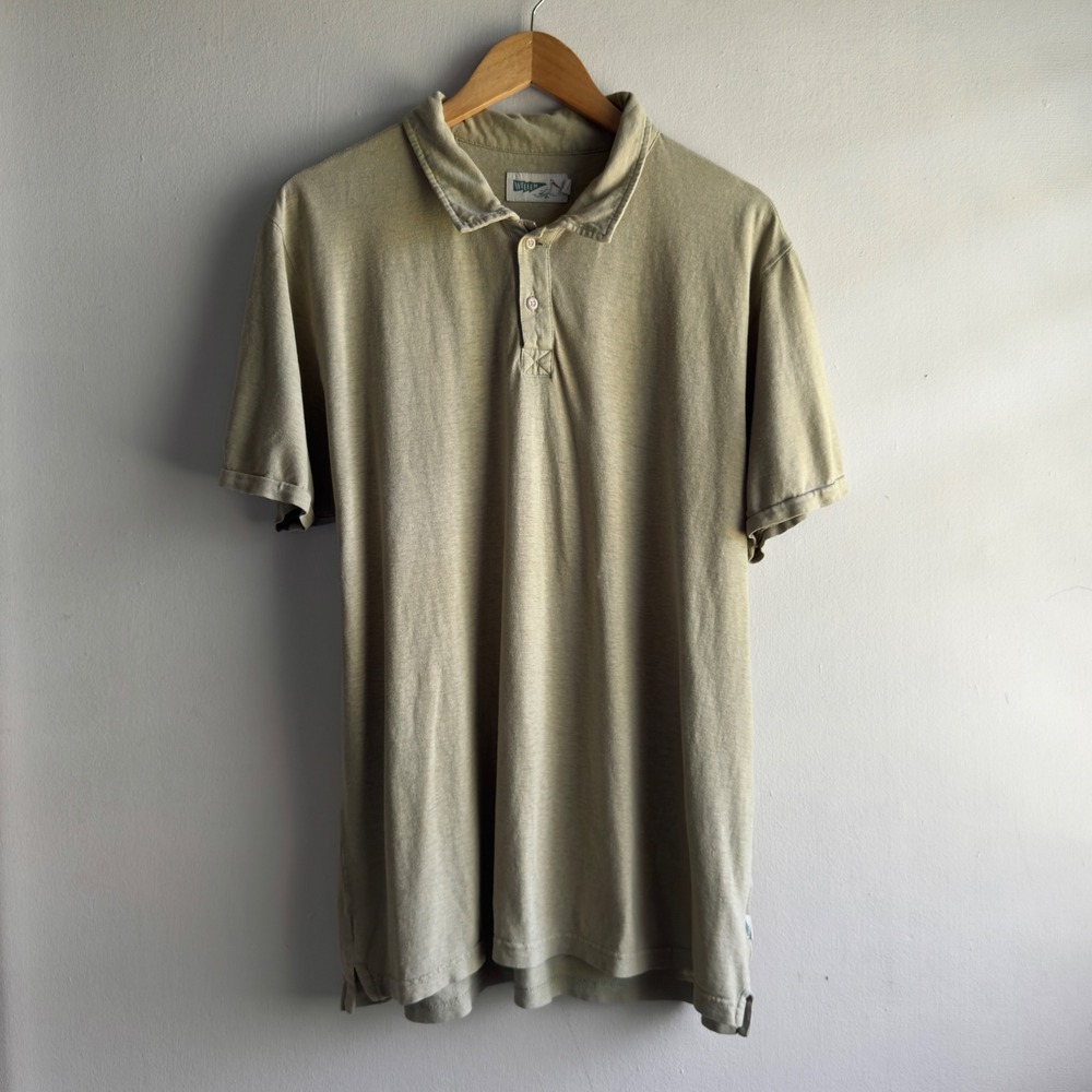 Wellen Hemp Organic Cotton Polo Shirt Mens XL Sage Green Sustainable Coastal